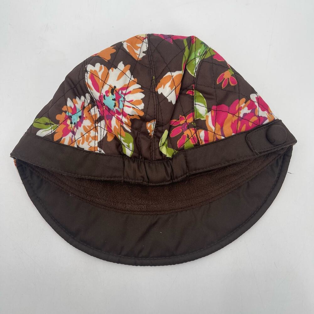 VERA BRADLEY Hat Cap English Rose Newgirl Cozy Fleece Lining Brown Casual Fall - Picture 8 of 14